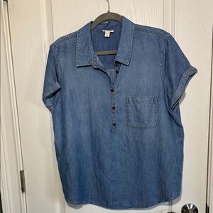 a.n.a Casual Denim Blue Button Down Shirt